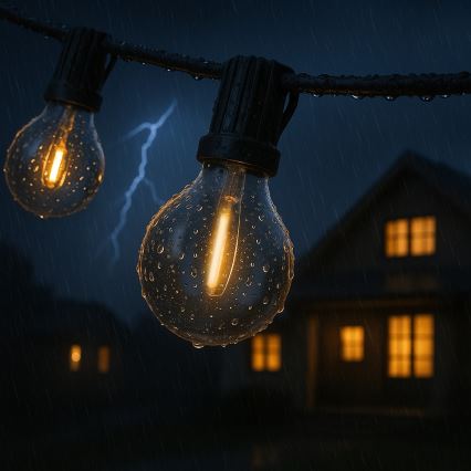 Brilagi - LED εξωτερική διακοσμητική γιρλάντα GIRLANDA 25xE12/0,6W/230V 20m μαύρη IP44 θερμό λευκό + τηλεχειριστήριο