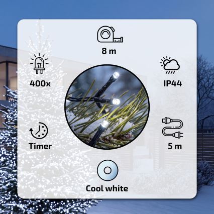BRILAGI - Εξωτερική χριστουγεννιάτικη γιρλάντα LED, 400 λαμπτήρες LED, 13 m, IP44, ψυχρό λευκό