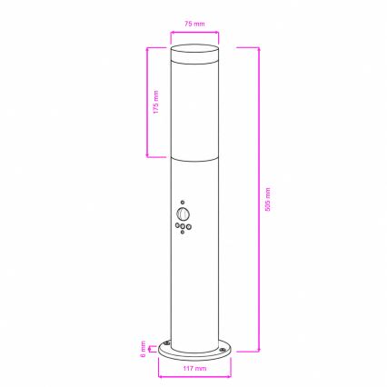 BRILAGI - Εξωτερικό φωτιστικό με αισθητήρα ELIA 1xE27/20W/230V IP44 50 cm ανθρακί