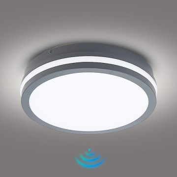 Brilagi - Εξωτερικό φωτιστικό LED με αισθητήρα BENE LED/24W/230V, διάμετρος 26 cm, ανθρακί, IP54