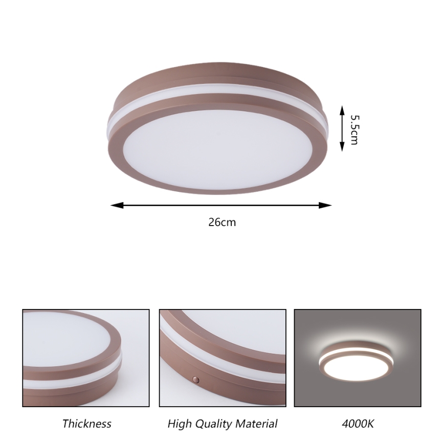 Brilagi - Εξωτερικό φωτιστικό LED με αισθητήρα BENE LED/24W/230V Ø 26 cm καφέ IP54