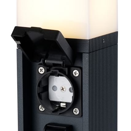 Brilagi - Εξωτερικό φωτιστικό PILLAR με 2 πρίζες SCHUKO, 1xG9/11W/230V, IP44, ανθρακί