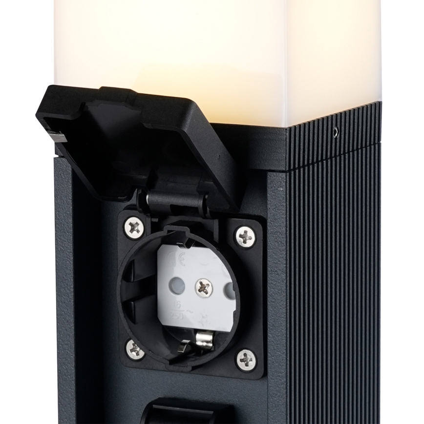 Brilagi - Εξωτερικό φωτιστικό PILLAR με 2 πρίζες SCHUKO, 1xG9/11W/230V, IP44, ανθρακί
