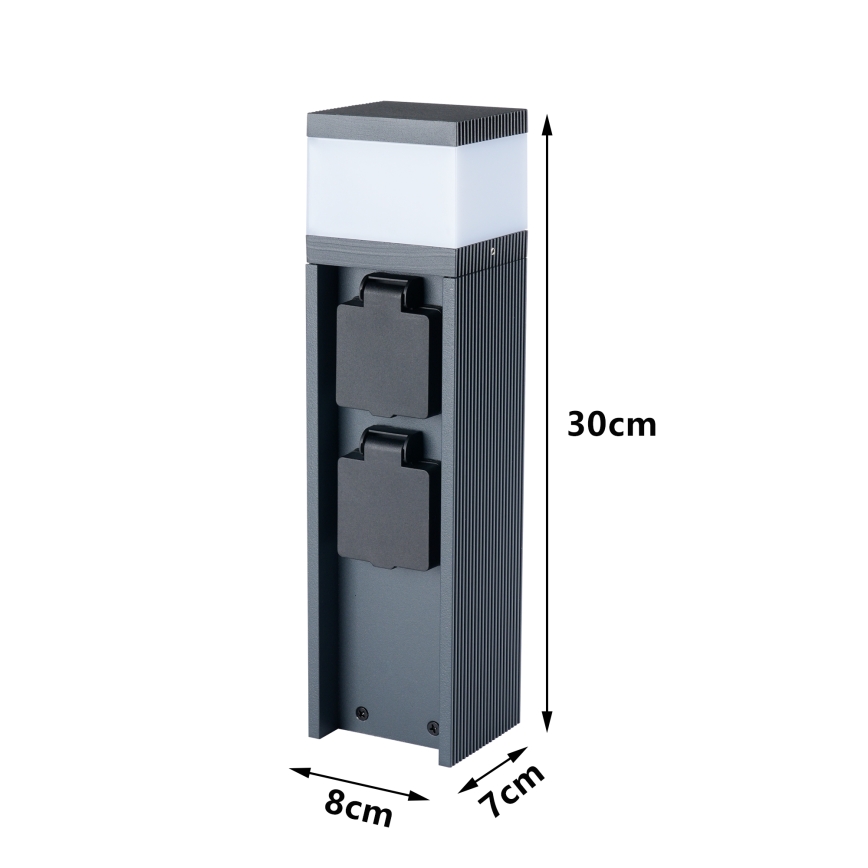 Brilagi - Εξωτερικό φωτιστικό PILLAR με 2 πρίζες SCHUKO, 1xG9/11W/230V, IP44, ανθρακί