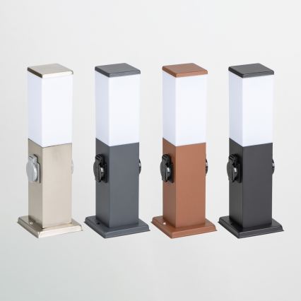 Brilagi - Εξωτερικό φωτιστικό με 2 πρίζες SCHUKO NOVA 1xE27/15W/230V 40 cm IP44 μαύρο