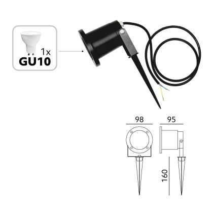 BRILAGI - Εξωτερικό φωτιστικό TERRA 1xGU10/50W/230V IP65 μαύρο