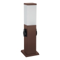 Brilagi - Εξωτερικό φωτιστικό με 2 πρίζες SCHUKO 1xE27/15W/230V 40 cm IP44 καφέ