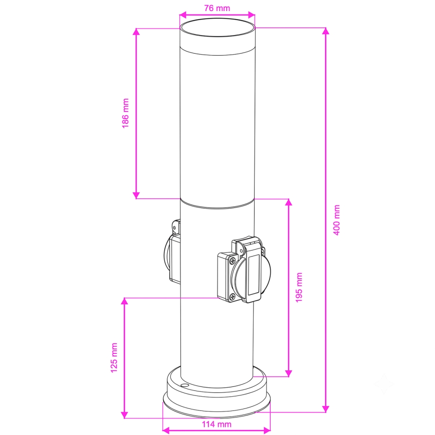 Brilagi - Εξωτερικό φωτιστικό με 2 υποδοχές SCHUKO NOVA 1xE27/15W/230V 40 cm IP44 ανθρακί