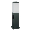 Brilagi - Εξωτερικό φωτιστικό με 2 πρίζες SCHUKO NOVA 1xE27/15W/230V 40 cm IP44 ανθρακί