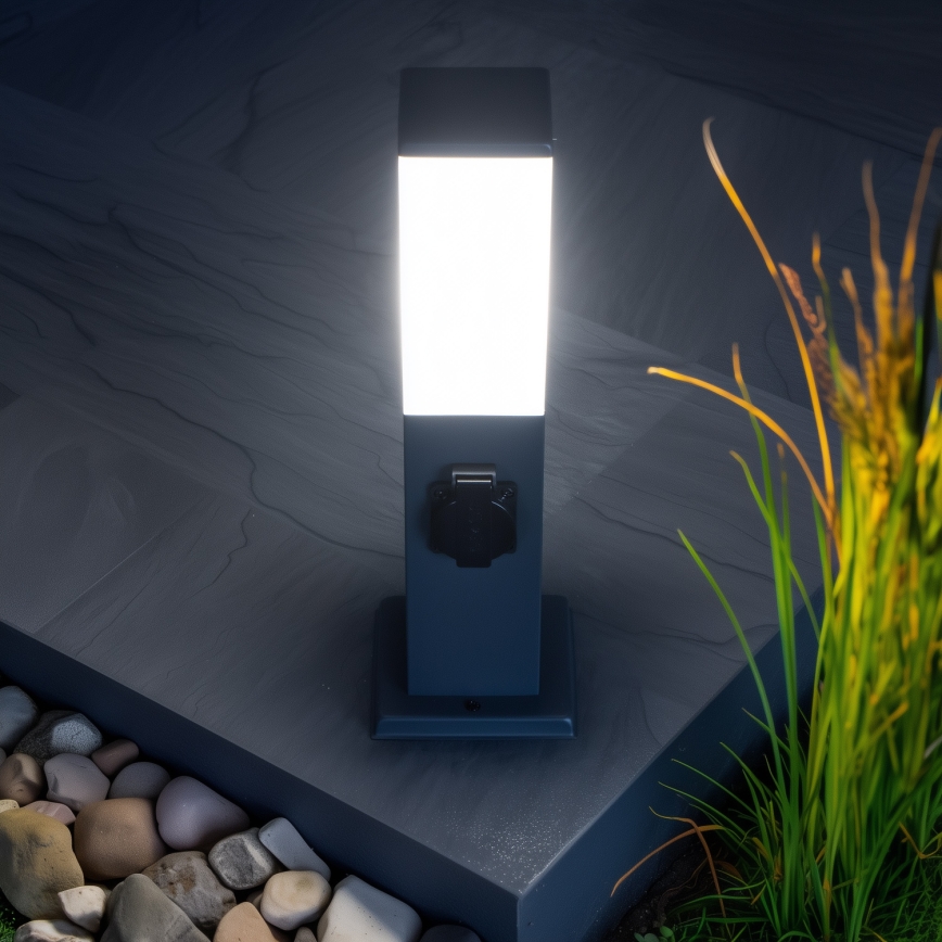 Brilagi - Εξωτερικό φωτιστικό με 2 πρίζες SCHUKO NOVA 1xE27/15W/230V 40 cm IP44 ανθρακί