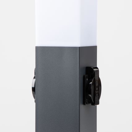 Brilagi - Εξωτερικό φωτιστικό με 2 πρίζες SCHUKO NOVA 1xE27/15W/230V 40 cm IP44 ανθρακί