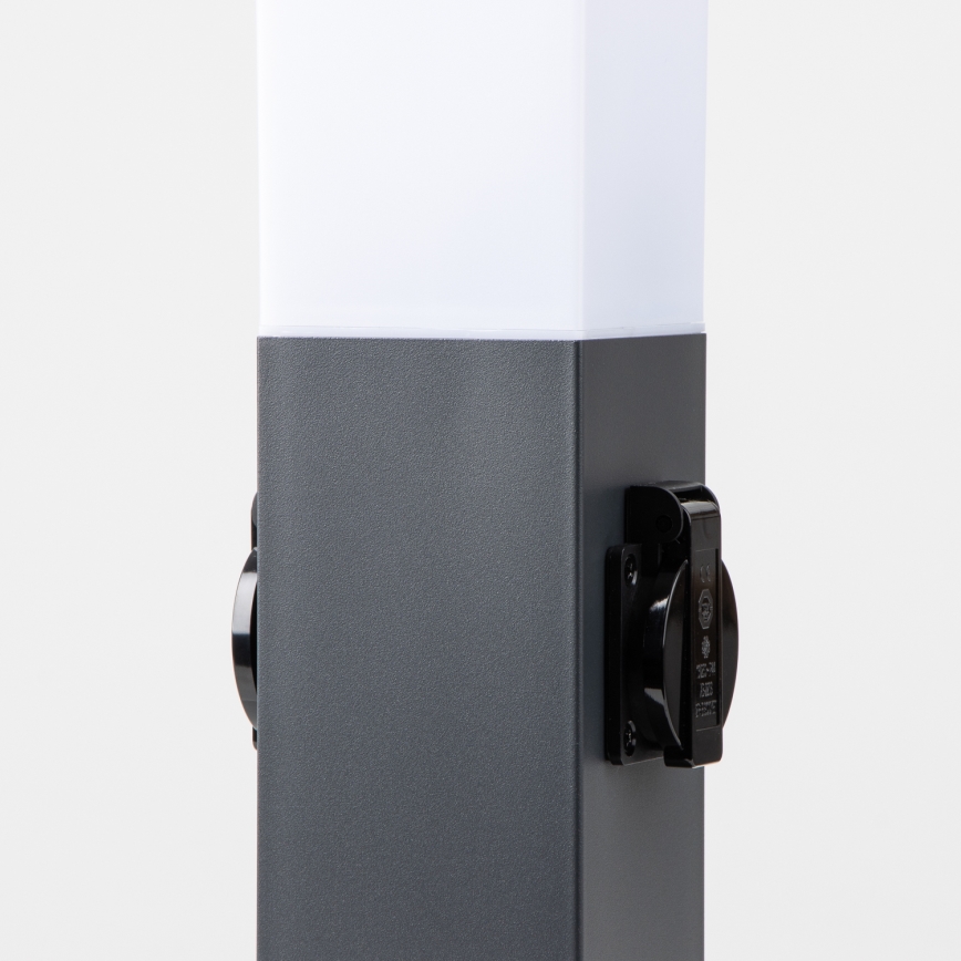 Brilagi - Εξωτερικό φωτιστικό με 2 πρίζες SCHUKO NOVA 1xE27/15W/230V 40 cm IP44 ανθρακί