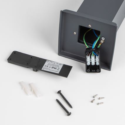 Brilagi - Εξωτερικό φωτιστικό με 2 πρίζες SCHUKO NOVA 1xE27/15W/230V 40 cm IP44 ανθρακί