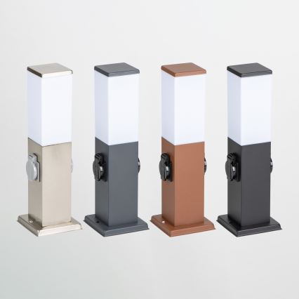 Brilagi - Εξωτερικό φωτιστικό με 2 πρίζες SCHUKO NOVA 1xE27/15W/230V 40 cm IP44 ανθρακί
