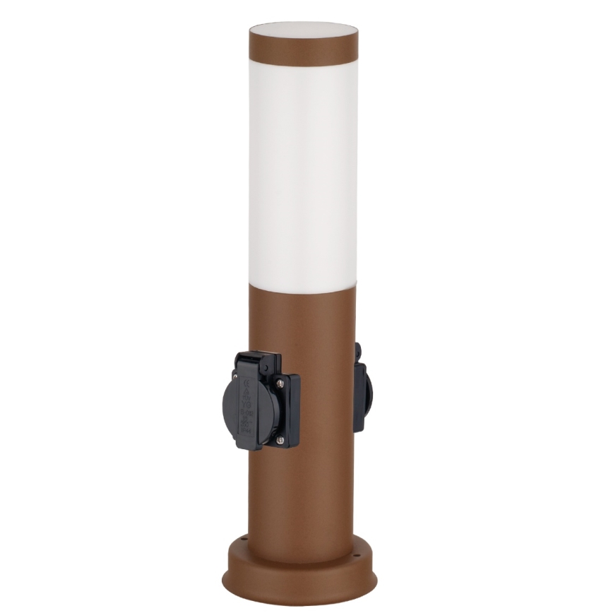 Brilagi - Φωτιστικό εξωτερικού χώρου με 2 πρίζες SCHUKO NOVA, 1xE27/15W/230V, 40 cm, IP44, καφέ