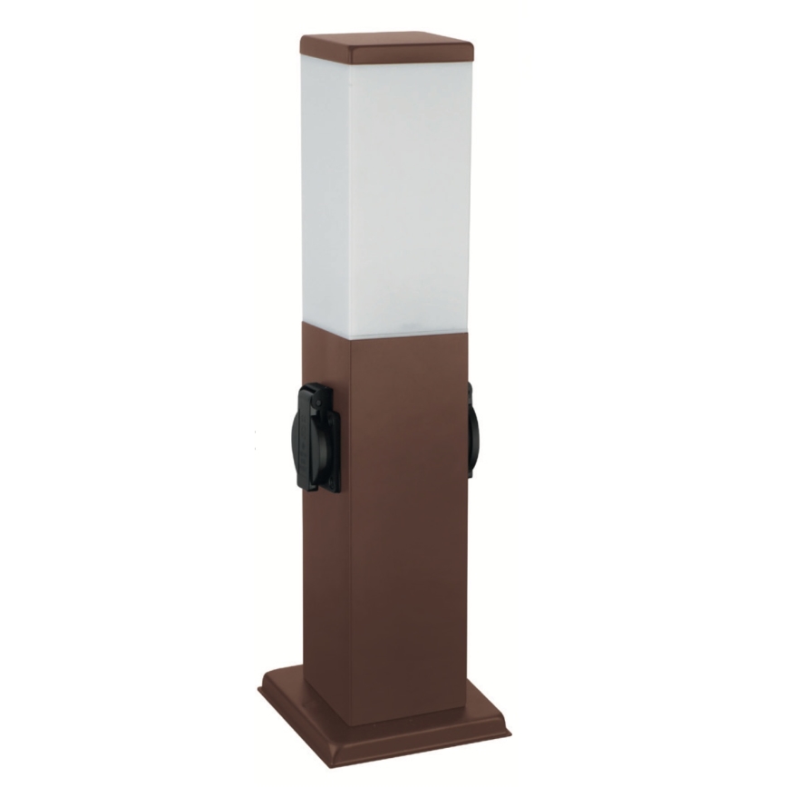 Brilagi - Εξωτερικό φωτιστικό με 2 πρίζες SCHUKO NOVA 1xE27/15W/230V 40 cm IP44 καφέ