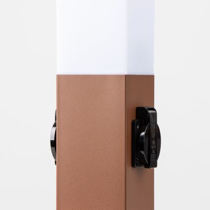 Brilagi - Εξωτερικό φωτιστικό με 2 πρίζες SCHUKO NOVA 1xE27/15W/230V 40 cm IP44 καφέ