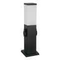 Brilagi - Εξωτερικό φωτιστικό με 2 πρίζες SCHUKO NOVA 1xE27/15W/230V 40 cm IP44 μαύρο