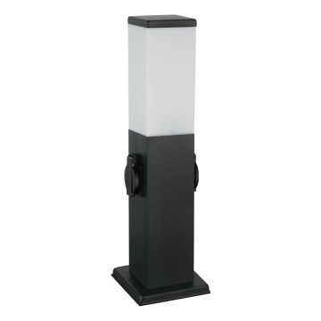 Brilagi - Εξωτερικό φωτιστικό με 2 πρίζες SCHUKO NOVA 1xE27/15W/230V 40 cm IP44 μαύρο
