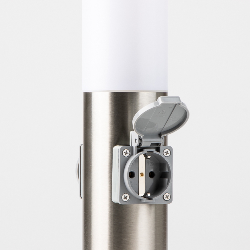 Brilagi - Εξωτερικό φωτιστικό με 2 πρίζες SCHUKO NOVA 1xE27/15W/230V 40 cm IP44 ματ χρώμιο