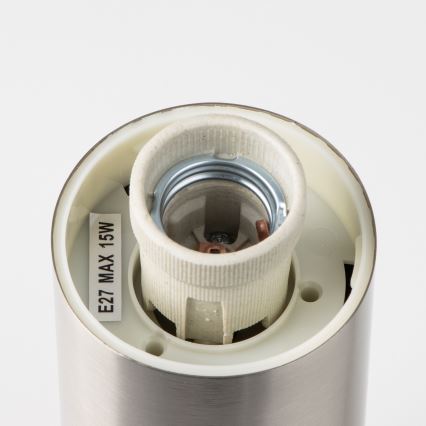Brilagi - Εξωτερικό φωτιστικό με 2 πρίζες SCHUKO NOVA 1xE27/15W/230V 40 cm IP44 ματ χρώμιο