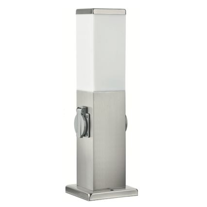 Brilagi - Εξωτερικό φωτιστικό NOVA με 2 πρίζες SCHUKO 1xE27/15W/230V 40 cm IP44 ματ χρώμιο