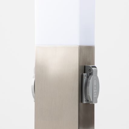 Brilagi - Εξωτερικό φωτιστικό NOVA με 2 πρίζες SCHUKO 1xE27/15W/230V 40 cm IP44 ματ χρώμιο