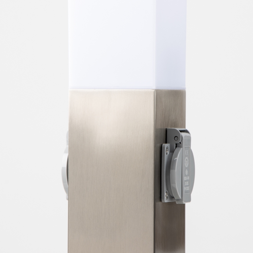 Brilagi - Εξωτερικό φωτιστικό NOVA με 2 πρίζες SCHUKO 1xE27/15W/230V 40 cm IP44 ματ χρώμιο