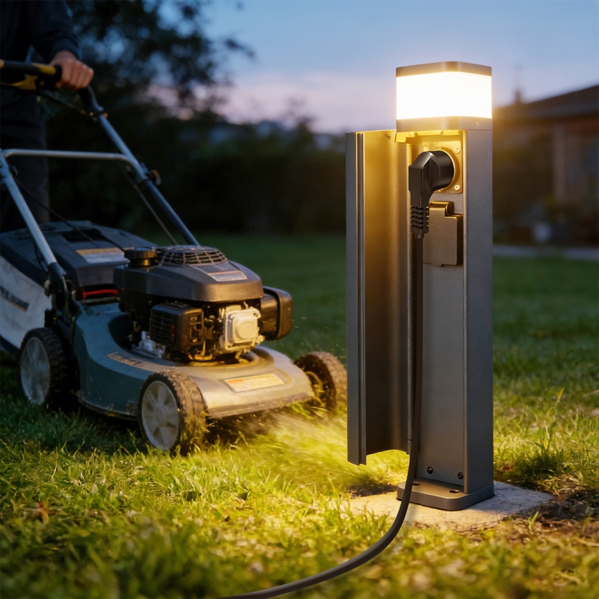 Brilagi - Εξωτερικό φωτιστικό με 2 πρίζες SCHUKO PILLAR, 1xG9/11W/230V, IP44, ανθρακί