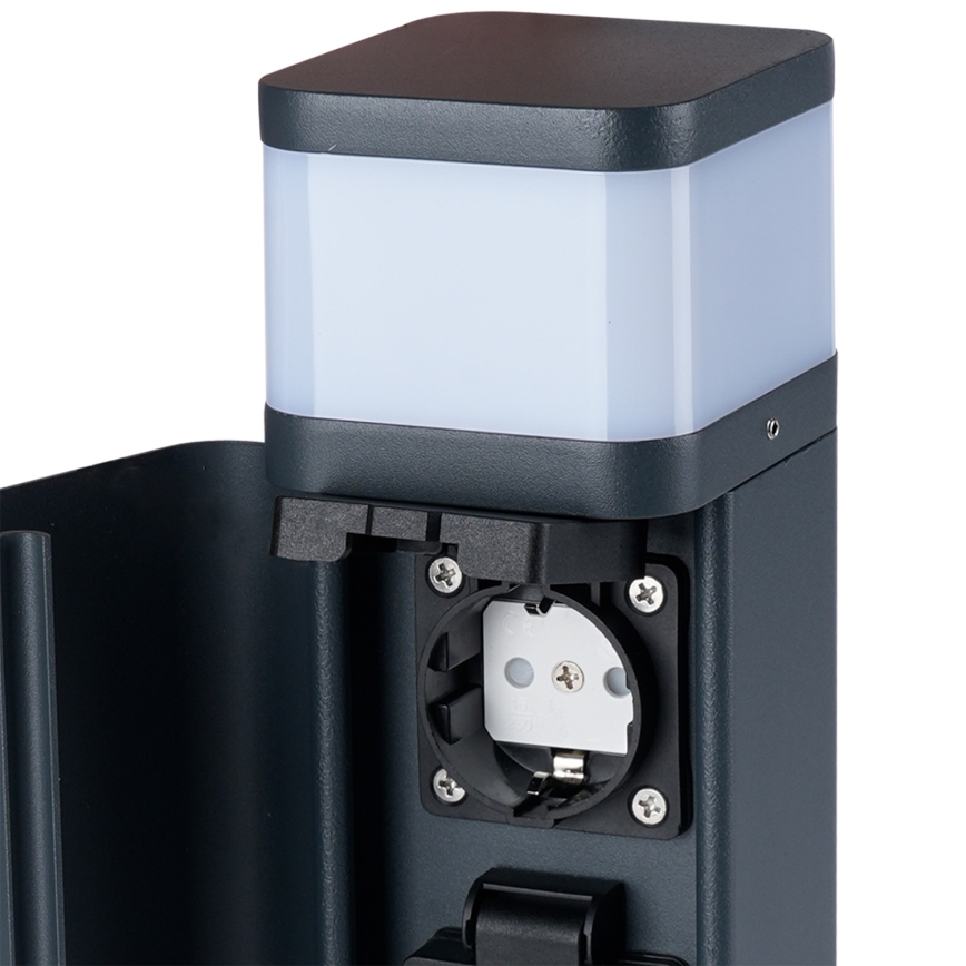 Brilagi - Εξωτερικό φωτιστικό με 2 πρίζες SCHUKO PILLAR, 1xG9/11W/230V, IP44, ανθρακί