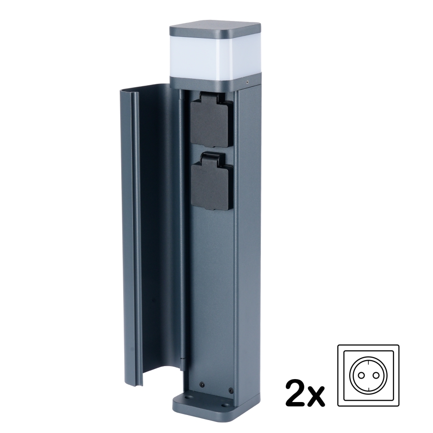 Brilagi - Εξωτερικό φωτιστικό με 2 πρίζες SCHUKO PILLAR, 1xG9/11W/230V, IP44, ανθρακί