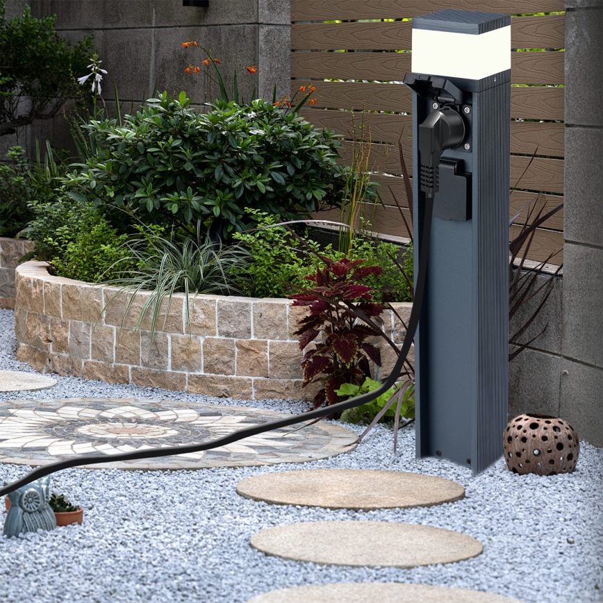 Brilagi - Εξωτερικό φωτιστικό με 2 υποδοχές SCHUKO PILLAR 1xG9/11W/230V IP44 ανθρακί