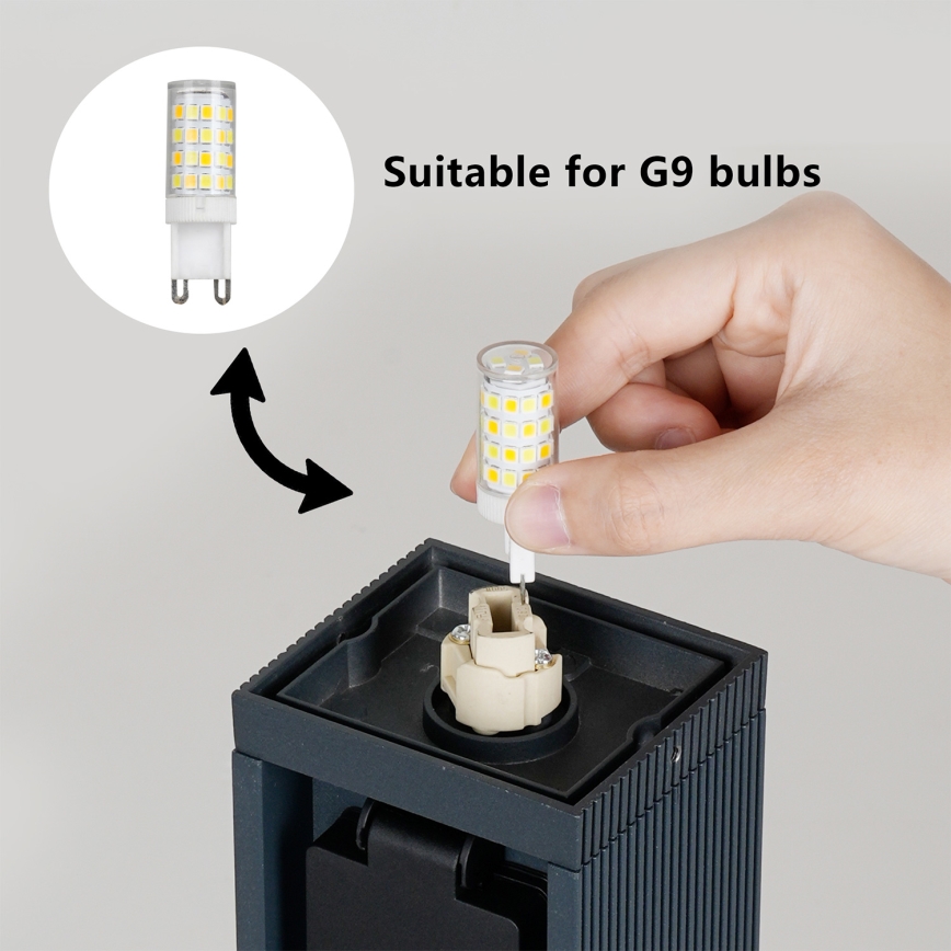 Brilagi - Εξωτερικό φωτιστικό με 2 υποδοχές SCHUKO PILLAR 1xG9/11W/230V IP44 ανθρακί