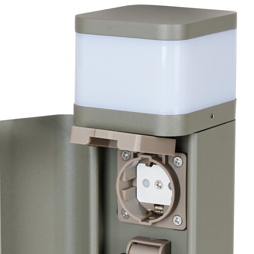BRILAGI - Εξωτερικό φωτιστικό με 2 πρίζες SCHUKO PILLAR 1xG9/11W/230V IP44 γκρι