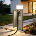 BRILAGI - Εξωτερικό φωτιστικό με 2 πρίζες SCHUKO PILLAR 1xG9/11W/230V IP44 γκρι