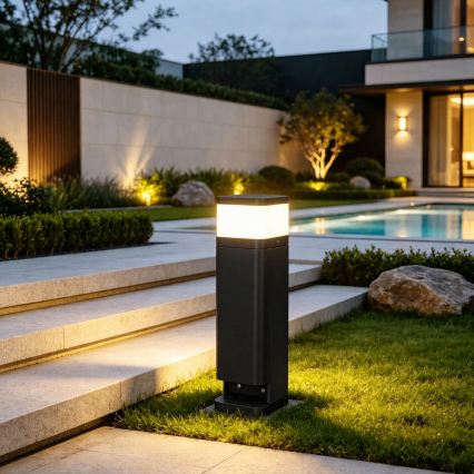 BRILAGI - Εξωτερικό φωτιστικό με 2 πρίζες SCHUKO PILLAR 1xG9/11W/230V IP44 μαύρο