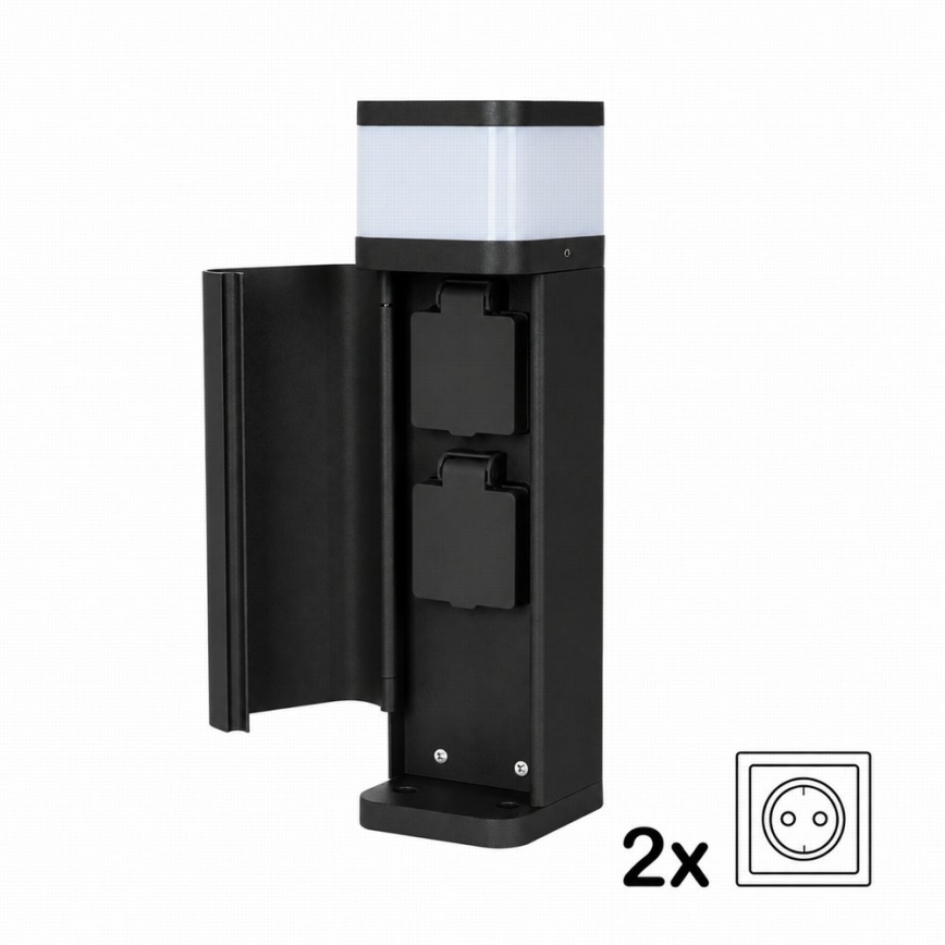 BRILAGI - Εξωτερικό φωτιστικό με 2 πρίζες SCHUKO PILLAR 1xG9/11W/230V IP44 μαύρο