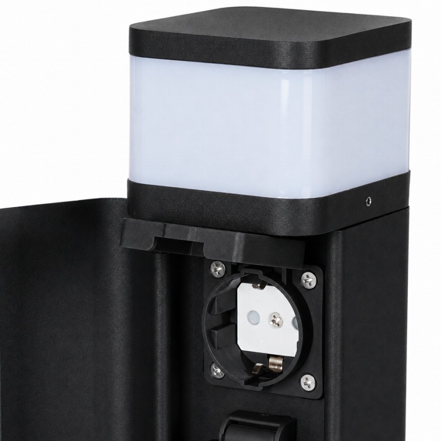 BRILAGI - Εξωτερικό φωτιστικό με 2 πρίζες SCHUKO PILLAR 1xG9/11W/230V IP44 μαύρο