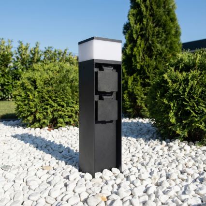 Brilagi - Εξωτερικό φωτιστικό με 2 υποδοχές SCHUKO, 1xG9/11W/230V, IP44, μαύρο