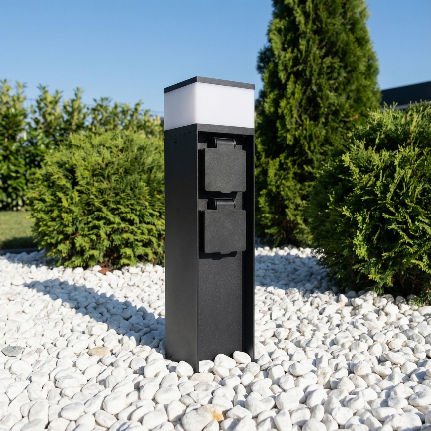 Brilagi - Εξωτερικό φωτιστικό με 2 υποδοχές SCHUKO, 1xG9/11W/230V, IP44, μαύρο