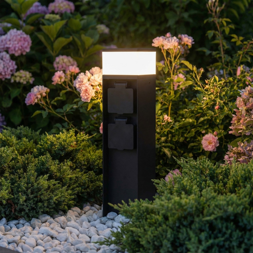 Brilagi - Εξωτερικό φωτιστικό με 2 υποδοχές SCHUKO, 1xG9/11W/230V, IP44, μαύρο