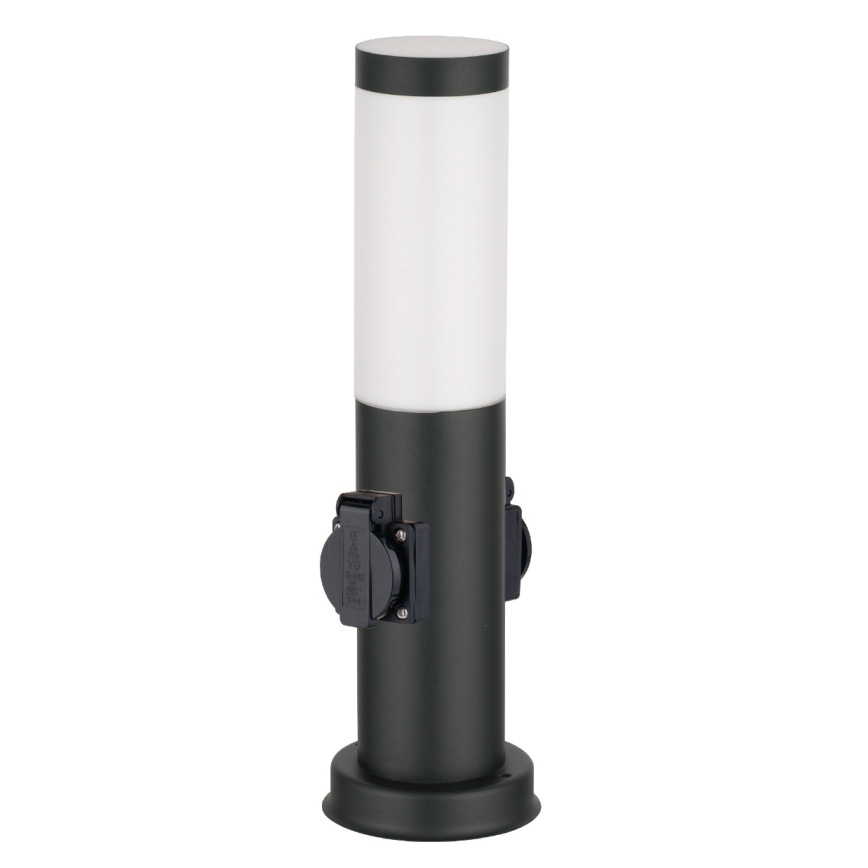 Brilagi - Εξωτερικό φωτιστικό με 2 πρίζες SCHUKO NOVA, 1xE27/15W/230V, 40 cm, IP44, μαύρο