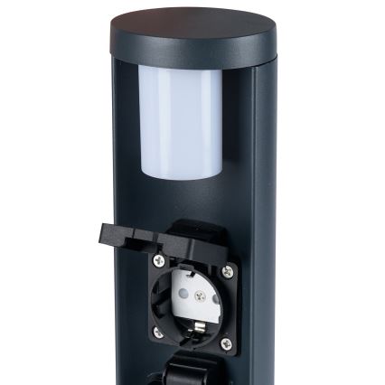 Brilagi - Εξωτερικό φωτιστικό PILLAR με 2 πρίζες SCHUKO 1xG9/11W/230V IP44 ανθρακί