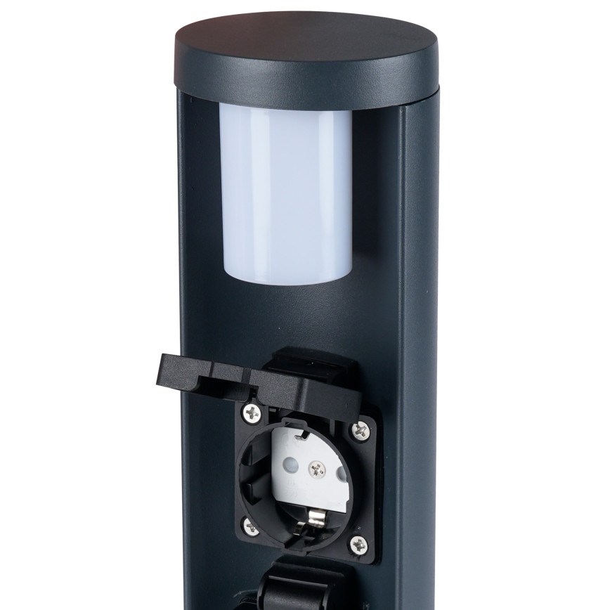 Brilagi - Εξωτερικό φωτιστικό PILLAR με 2 πρίζες SCHUKO 1xG9/11W/230V IP44 ανθρακί