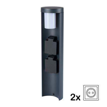 Brilagi - Εξωτερικό φωτιστικό PILLAR με 2 πρίζες SCHUKO 1xG9/11W/230V IP44 ανθρακί