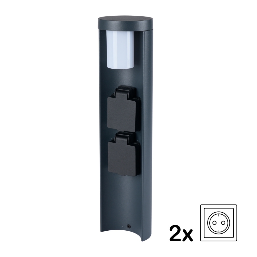 Brilagi - Εξωτερικό φωτιστικό PILLAR με 2 πρίζες SCHUKO 1xG9/11W/230V IP44 ανθρακί