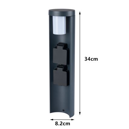 Brilagi - Εξωτερικό φωτιστικό PILLAR με 2 πρίζες SCHUKO 1xG9/11W/230V IP44 ανθρακί