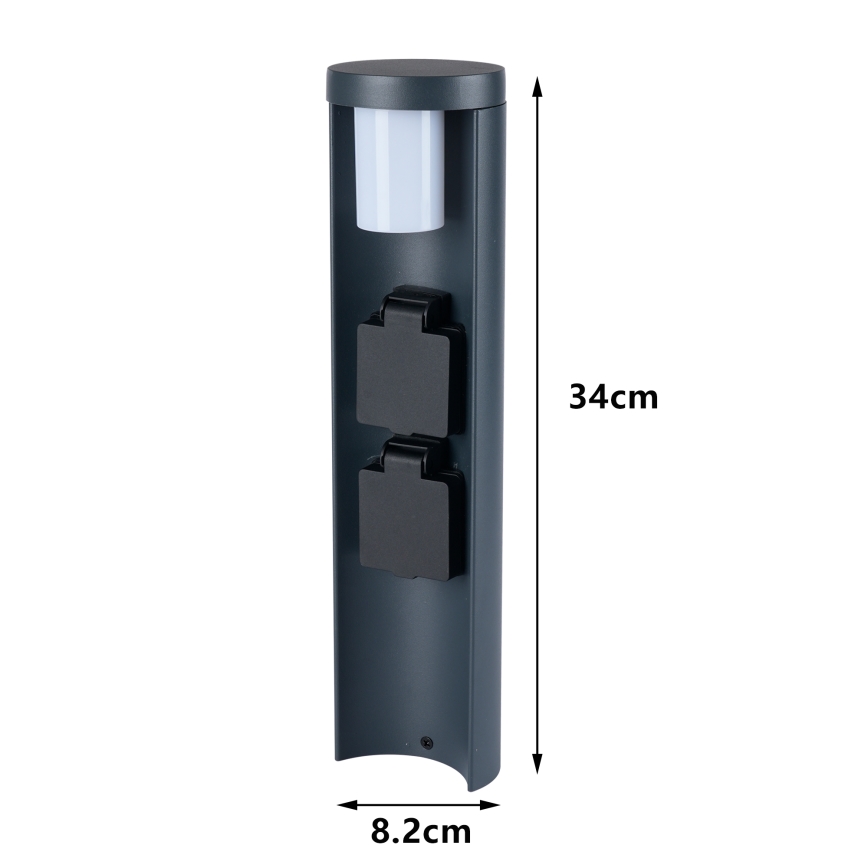 Brilagi - Εξωτερικό φωτιστικό PILLAR με 2 πρίζες SCHUKO 1xG9/11W/230V IP44 ανθρακί