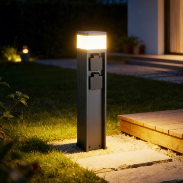 Brilagi - Εξωτερικό φωτιστικό με 2 υποδοχές SCHUKO PILLAR 1xG9/11W/230V IP44 ανθρακί