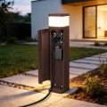 BRILAGI - Εξωτερικό φωτιστικό με 2 υποδοχές SCHUKO PILLAR 1xG9/11W/230V IP44 καφέ